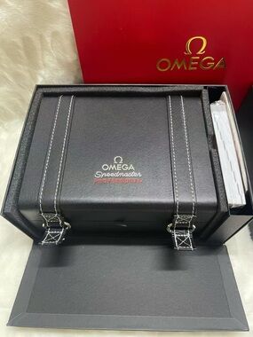 Omega Speedmaster Black Travel Watch Pouch with White Stitching